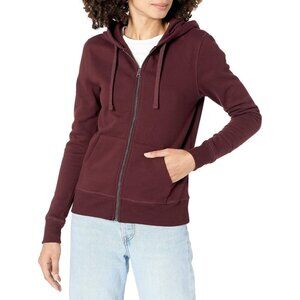 Women’s Burgundy Fleece Full-Zip Hoodie for Comfort and Style